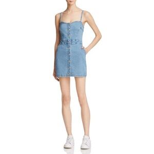 GUESS Mini Denim Button Dress Tank Sweetheart Neckline Size Medium